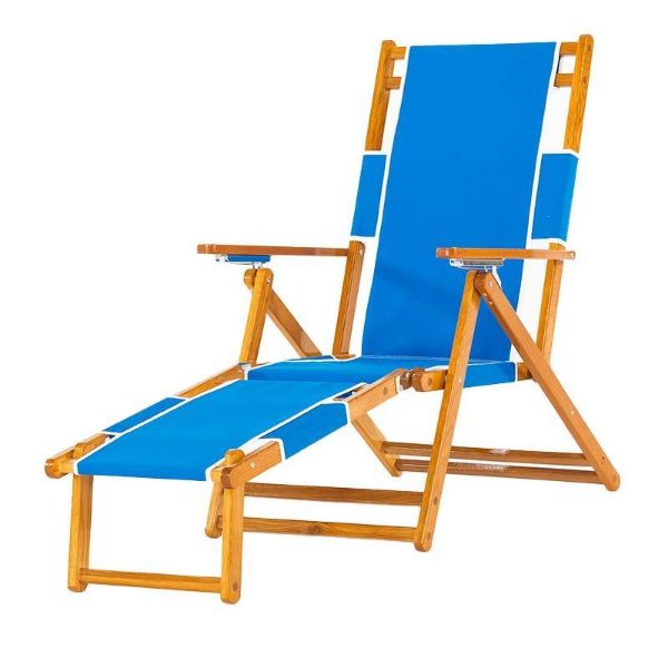 Oak Wood Beach Chair with Footrest