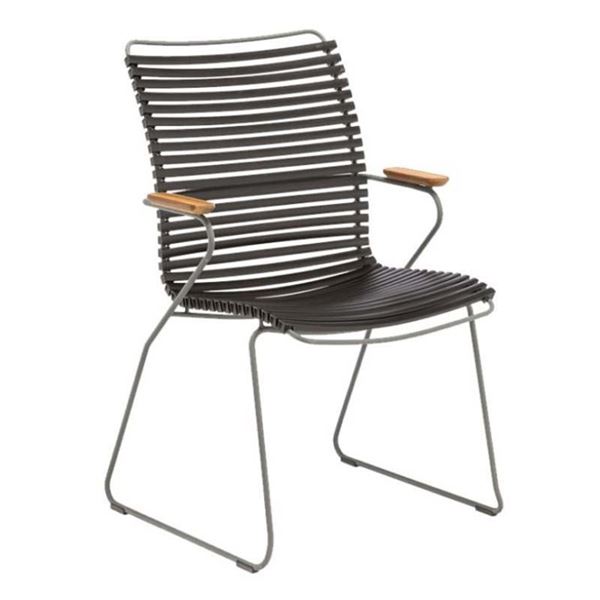 Ledge Lounger Playnk Dining Chair with Bamboo Armrests and Powder-Coated Metal Frame - 18 lbs.