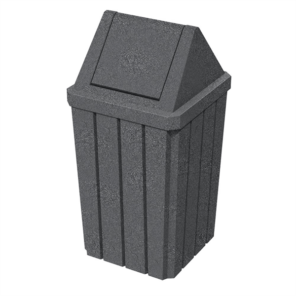 32 Gallon Pool Deck Trash Can with Liner and Swing Lid