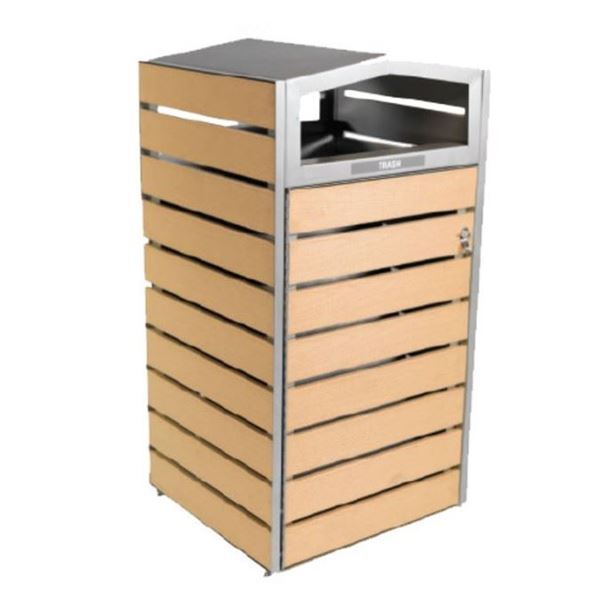 Plastic EarthCraft Side-Load Waste Container Metal Frame	