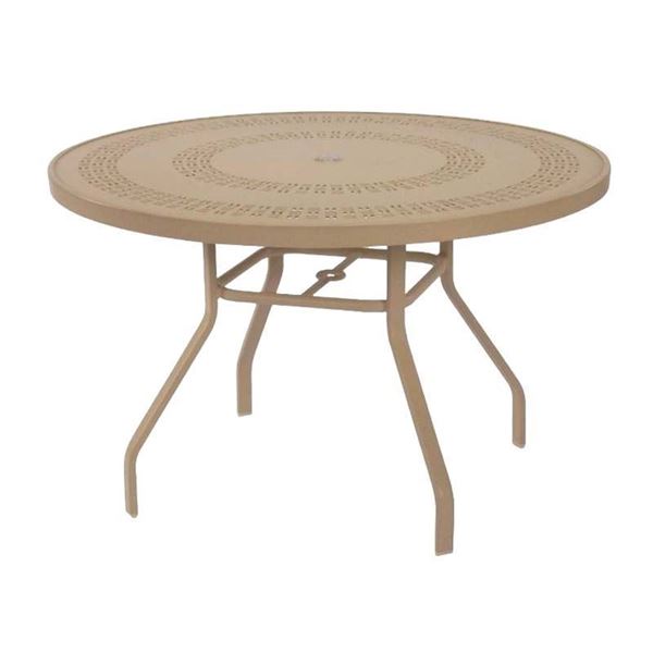 Round 42" Pool Side Dining Table Mayan Style Punched Aluminum. 48 Lbs.