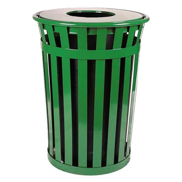Round 36 Gallon Oakley Series Standard Steel Powder Coated Trash Can with Liner, 95 lbs.