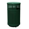 32-Gallon Trash Receptacle with Vertical Steel Slats Polyethylene Finished