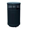32-Gallon Trash Receptacle with Vertical Steel Slats Polyethylene Finished