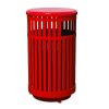 32-Gallon Trash Receptacle with Vertical Steel Slats Polyethylene Finished