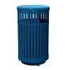 32-Gallon Trash Receptacle with Vertical Steel Slats Polyethylene Finished