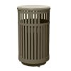 32-Gallon Trash Receptacle with Vertical Steel Slats Polyethylene Finished