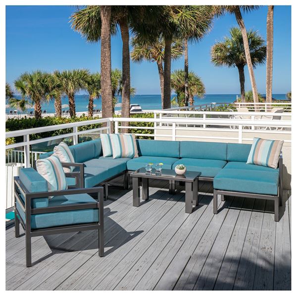 Picture of Right Sectional Barcelona Deep Cushion Armchair with Aluminum Frame