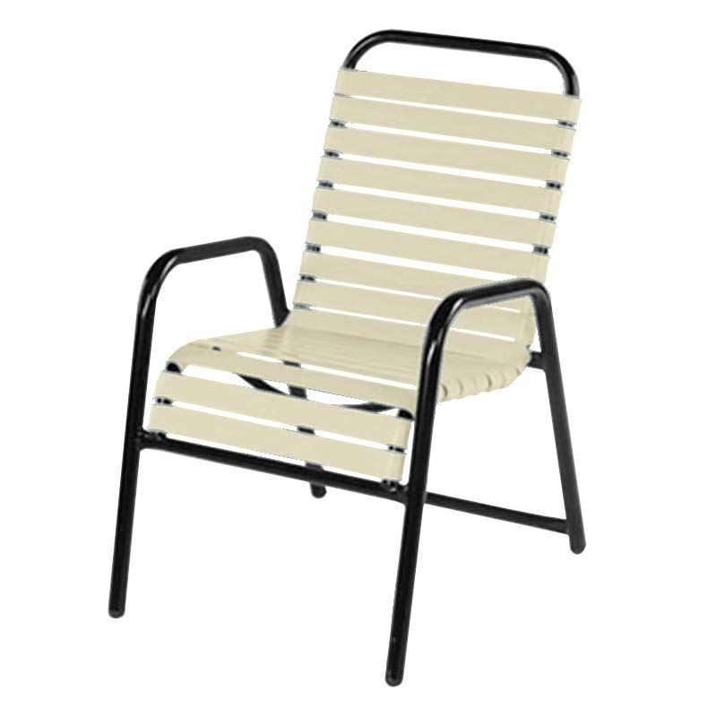 Neptune Vinyl Strap Dining Chair With Stackable Aluminum Frame Pool Furniture Supply