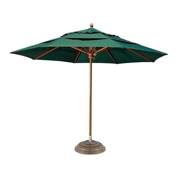 Fiberbuilt Wood Market Umbrella 9 Foot Octagon with Two Piece Wood Pole