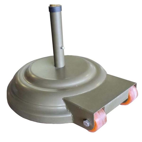 23" Diameter Aluminum Umbrella Base With Wheels Filled With Concrete - 175 lbs.