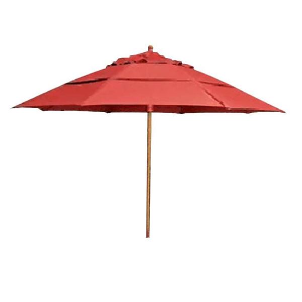 Fiberbuilt Augusta Style Market Umbrella 9 Foot Octagon One Piece Simulated Wood Pole Marine Grade Fabric Tops
