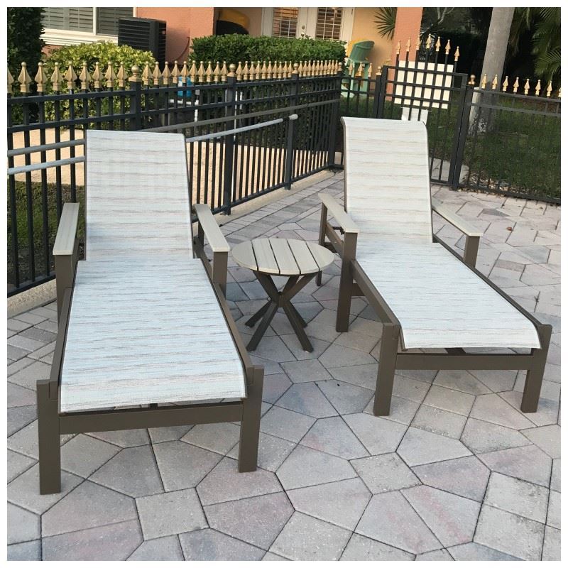 Tahoe Plank Round Side Table With Aluminum Frame - Pool Furniture Supply