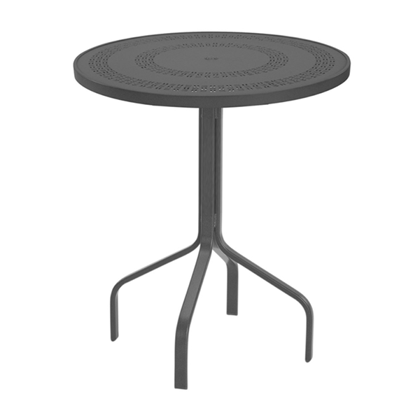 30” Round Punched Aluminum Poolside Balcony Table in Mayan, Sunburst, and Napa Styles - Without Umbrella Hole