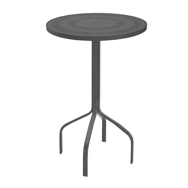 30” Round Punched Aluminum Poolside Bar Table in Mayan, Sunburst, and Napa Styles - Without Umbrella Hole