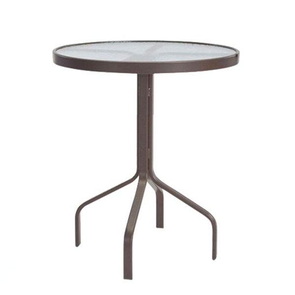 30” Round Acrylic Poolside Balcony Table with Aluminum Frame - Without Umbrella Hole