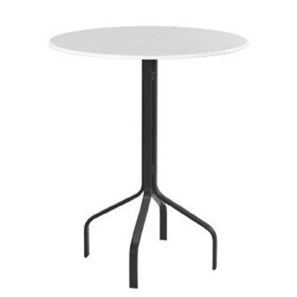 30” Round Fiberglass Balcony Table with Rectangular Tube Aluminum Frame - Without Umbrella Hole