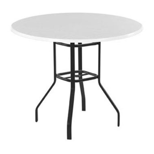 36” Round Fiberglass Balcony Table with Rectangular Tube Aluminum Frame - Without Umbrella Hole