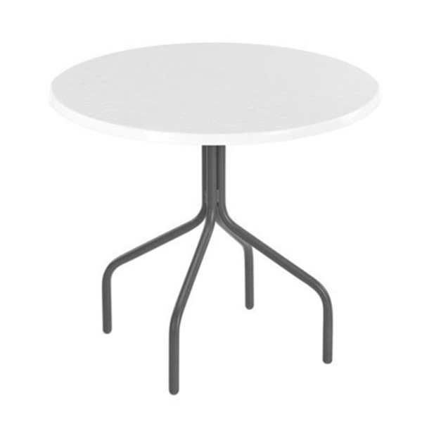 30” Round Fiberglass Dining Table with Welded Tube Aluminum Frame - Without Umbrella Hole