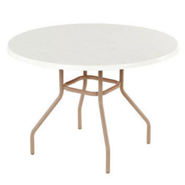 36” Round Fiberglass Dining Table With Welded Tube Aluminum Frame - Without Umbrella Hole