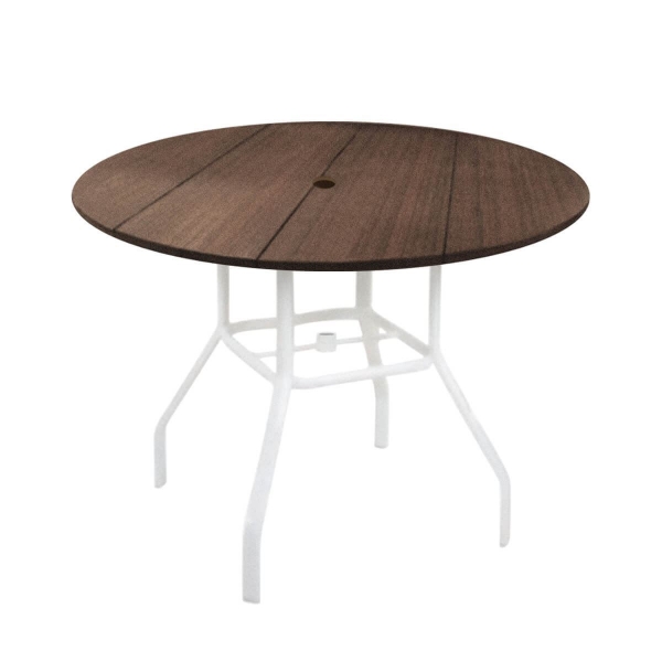 Lexington Round Dining Patio Table With Recycled Poly Top And Powder-Coated Aluminum Base - 42” Or 48”