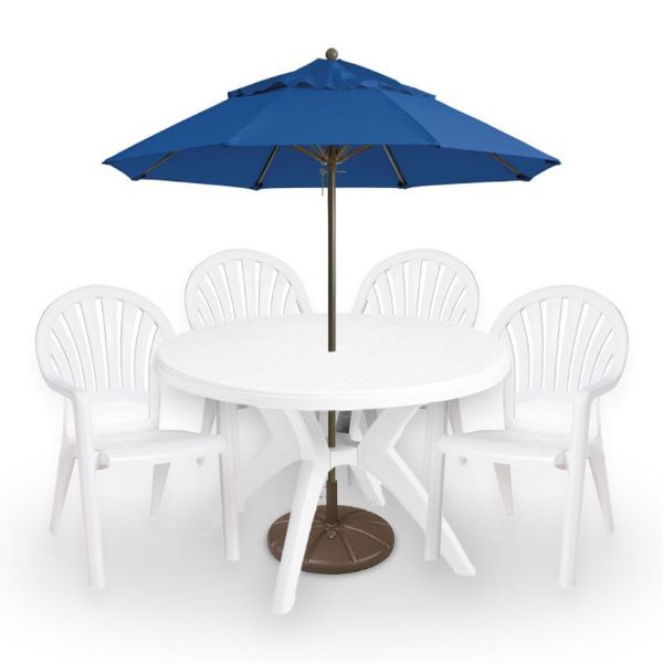 Pacific Fanback Collection Sling Patio Dining Package - 1 Set Shown