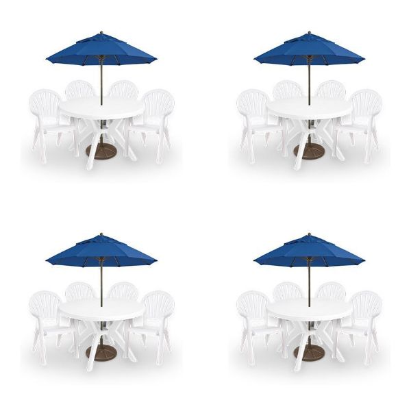 Pacific Fanback Collection Sling Patio Dining Package - 4 Sets