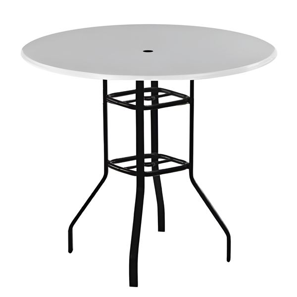42” Round Fiberglass Bar Table with Rectangular Tube Aluminum Frame	