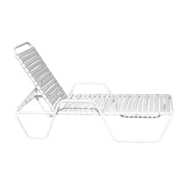 C-149 - Classic Horizontal Vinyl Strap Chaise Lounge with Arms  - 12” or 14” Seat Height