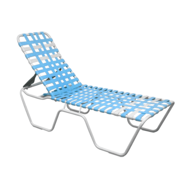 C-152C - Classic Senior High Boy Cross Vinyl Straps  Commercial Outdoor Lounge Chair - 19” Seat Height