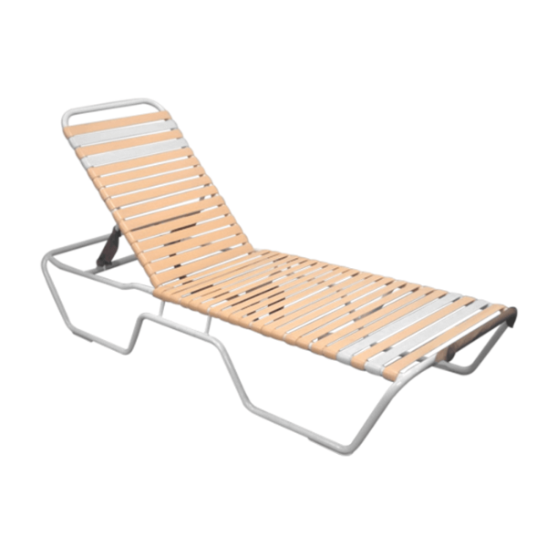 C-155 - Classic Extended Frame Vinyl Strap Chaise Lounge - 12” Seat Height