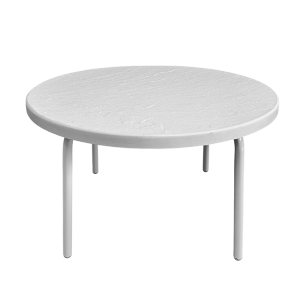 Classic 24" Round Fiberglass Side Table, Aluminum Frame
