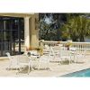 Picture of Telescope Reliance Patio Set Includes 4 Vinyl Strap Chairs and a 42 Inch Round tempered  Acrylic Table with an Umbrella hole. 
