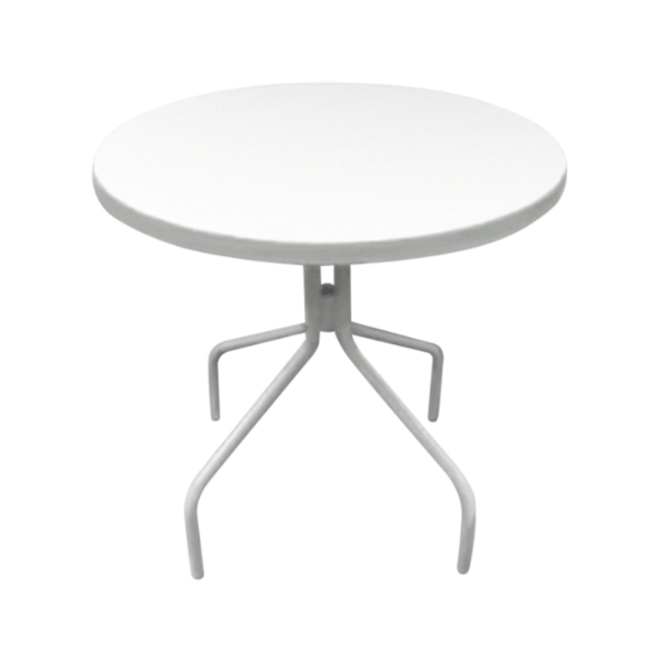 C-30F - 30” Classic Round Fiberglass Top Hotel Patio Dining Table with Aluminum Frame