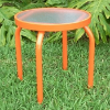 Classic Round Acrylic Top Patio Side Table with Aluminum Frame