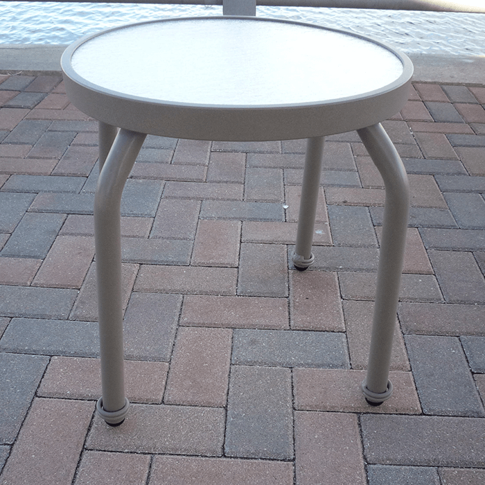Sierra Round Acrylic Top Patio Cocktail Side Table with Aluminum Frame ...