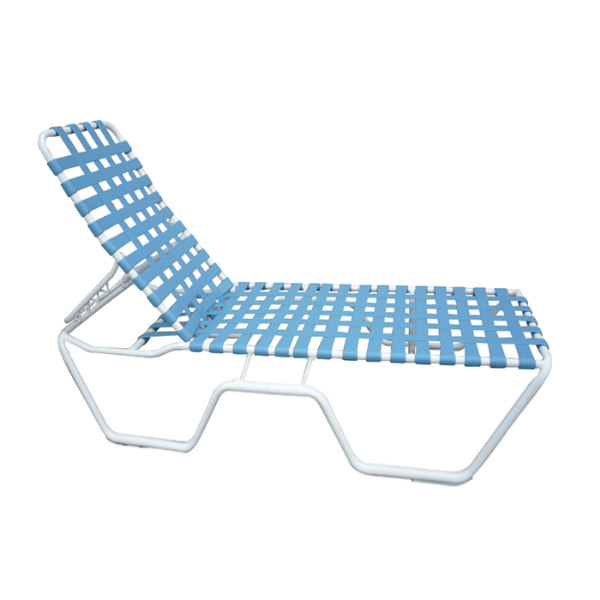 C-151C - Classic High Boy Cross Vinyl Strap Chaise Lounge - 16” Seat Height