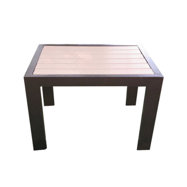 EW-24SQ  - 24” Square Eco Wood Recycled Plastic Slatted Patio Side Table with Aluminum Frame