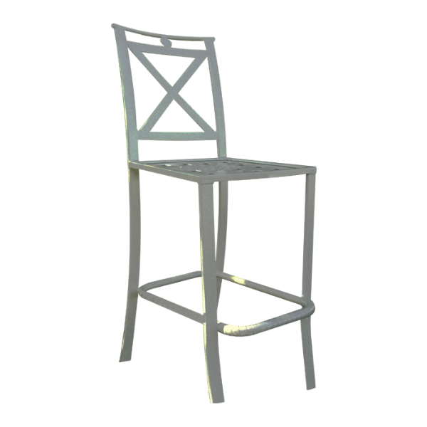 SC-77D - Sheet Cast All Aluminum Patio Armless Barstool with X Back