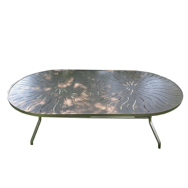 R-18x34PUNCH - 18” x 36” Regal Oval Punched Aluminum Top Patio Coffee Table with Aluminum Frame