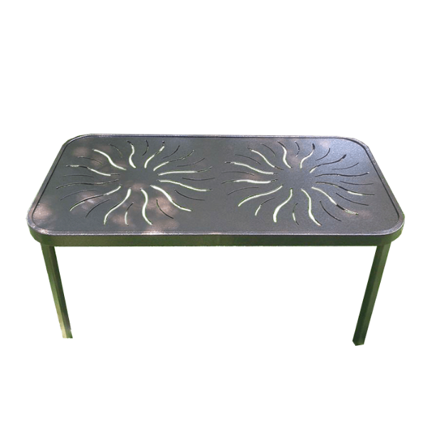 R-18x34PUNCH - 18” x 36” Regal Rectangle Punched Aluminum Top Patio Coffee Table with Aluminum Frame