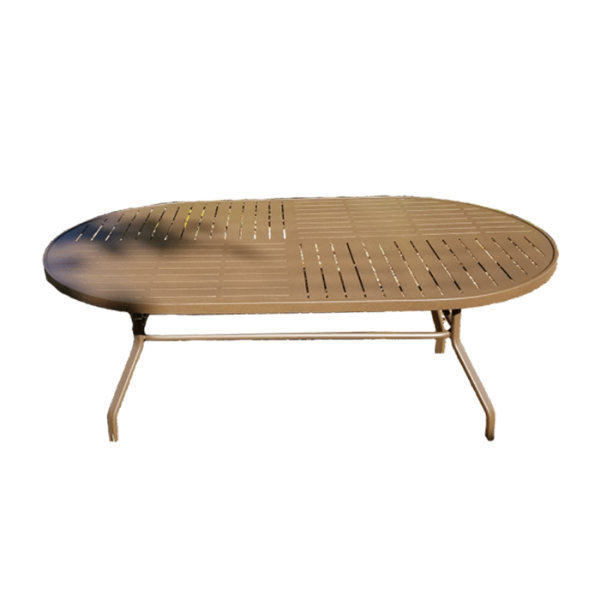 R-42X72PUNCH - 42”x 76” Regal Oval Punched Aluminum Top Patio Dining Table with Aluminum Frame