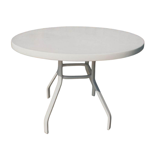 R-42F - Regal Round Fiberglass Top Hotel Patio Dining Table with Aluminum Frame, 36" 42" or 48"