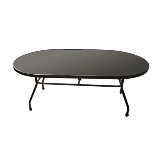 S-42x76 - 42” x 76” Sierra Oval Punched Aluminum Patio Dining Table with Aluminum Frame
