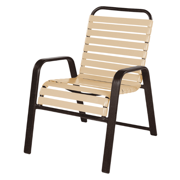 Picture of Anna Maria Dining Arm Chair 2” Vinyl Strap with Stackable Aluminum Frame, 14 lbs.