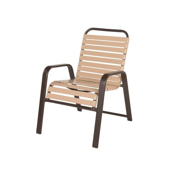 Picture of Anna Maria Dining Arm Chair 2” Vinyl Strap with Stackable Aluminum Frame, 14 lbs.