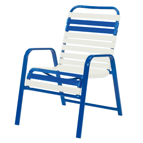 Picture of Bermuda Vinyl Strap Dining Chair with Stackable Aluminum Frame - 14 lbs.