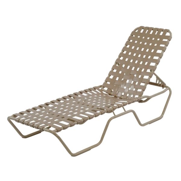 Picture of St. Maarten Cross Weave Chaise Lounge Vinyl Strap Pool Furniture with Aluminum Frame