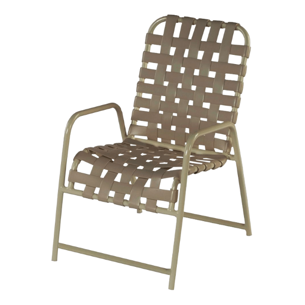 Picture of St. Maarten Cross Weave Dining Chair, Vinyl Strap with Aluminum Frame with Extra Brace