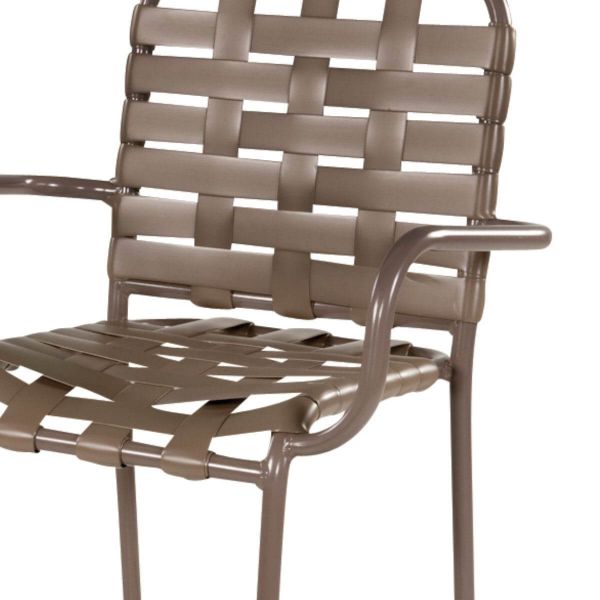 Picture of St. Maarten Poolside Bar Stool with Arms, Crossweave Vinyl Straps with Aluminum Frame, 20 lbs.